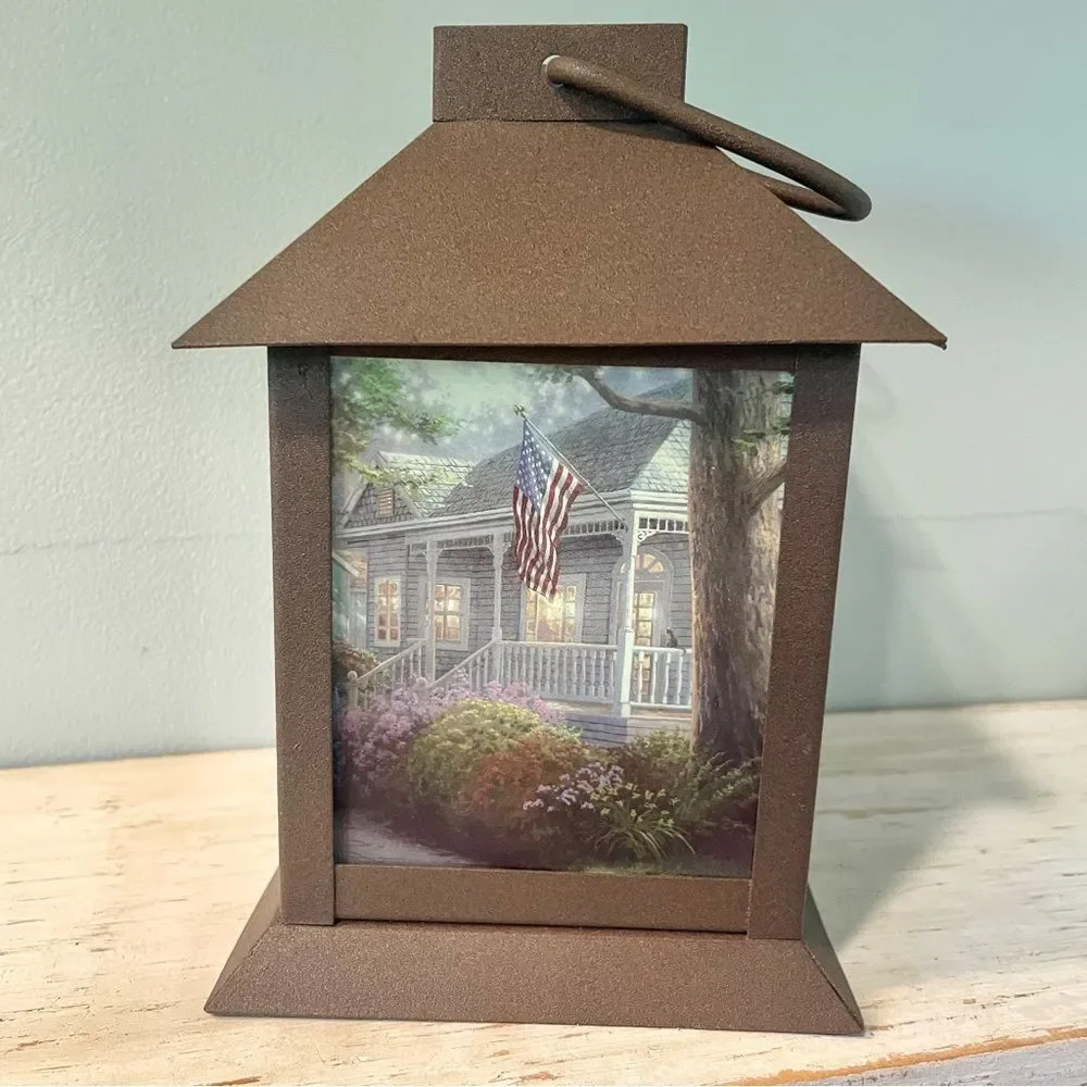 Thomas Kinkade Hometown Pride Lantern | Patriotic Americana Home Decor